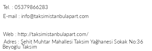 Taksim stanbul Apart telefon numaralar, faks, e-mail, posta adresi ve iletiim bilgileri